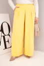 Dámske bavlnené nohavice Plus Size so širokými nohavicami a voľným strihom žlté