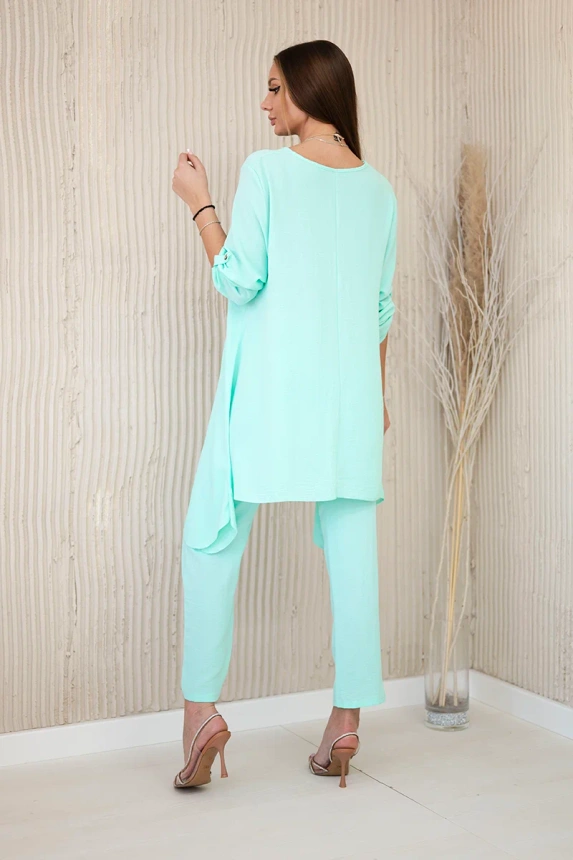 Set of blouse + pants with pendant light mint