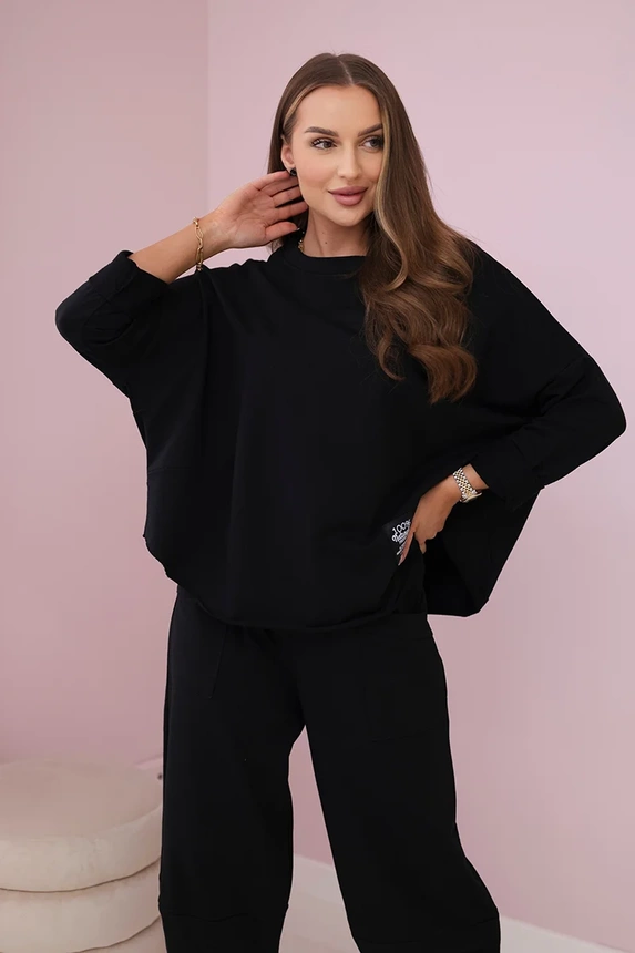 Cotton sweatshirt pants set black