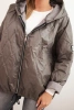 Quilted women's jacket with a hood cappuccino