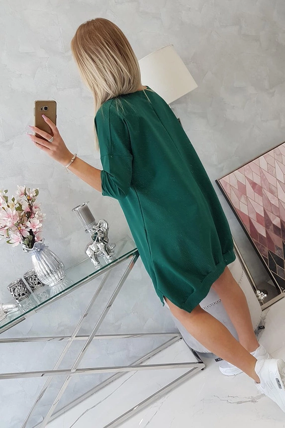 Kleid mit Druck und ausgestelltem Boden grün