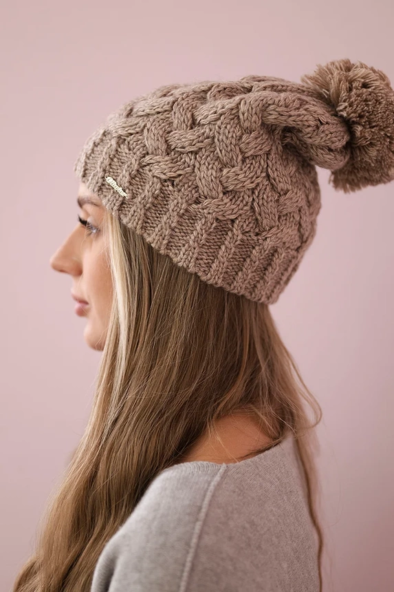 Waleria vilnonė kepurė K307 dark beige