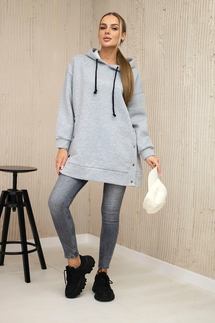 Insulated sweatshirt with press studs gray