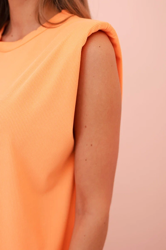 Women's set made of viscose with no sleeves and straight trousers orange