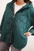 Women's quilted jacket with a hood dark green