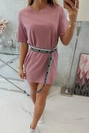 Dress with a decorative belt dark pink
