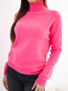 Damenpullover mit Stehkragen und langen Ärmeln rosa