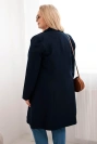 Damenmantel Plus Size zweireihig mit Kragen blau