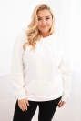 Dámská mikina s kapucí a klokaní kapsou Plus Size bavlněná bílá