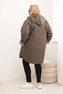 Women's Plus Size quilted jacket with a hood and the inscription HOPE cappuccino