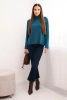 Women's viscose blouse with a turtleneck and long sleeves sea green