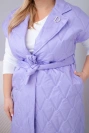 Damenweste Plus Size gesteppte mit Gürtel und Kragen helllila