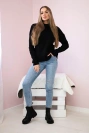 Über den Kopf gezogener Pullover mit modischem Gewebe schwarz