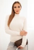 Women's alpaca sweater with a mock turtleneck beige