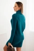 Women's dress made of viscose knit with a wide collar sea green