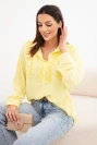 Damenbluse aus Viskose mit langen Ärmeln und Rüschen gelb