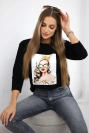 Blúzka s grafikou dievčaťa v okuliaroch 3D čierna