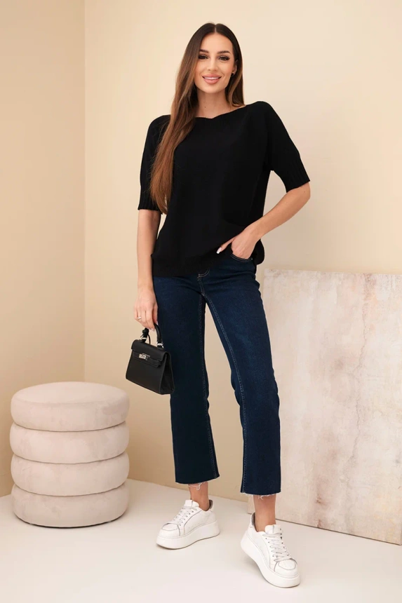 Women's short-sleeve viscose sweater black