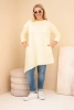 Plus Size women's dress made of viscose with a loose fit and long sleeves yellow