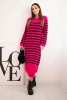 Women's striped sweater dress pink
