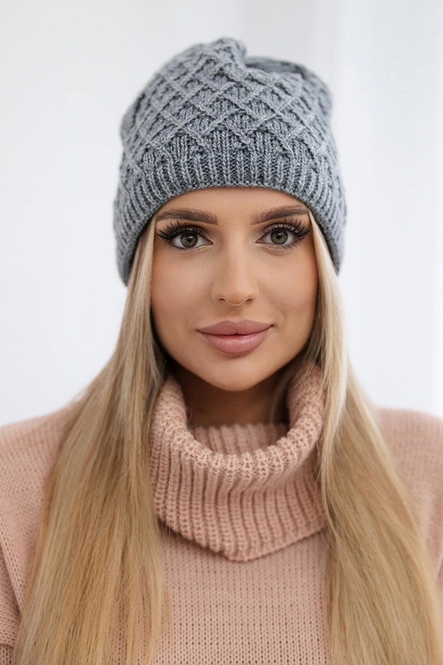 Czapka z polarem Kratka K204 ciemno szara