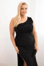 Dámská večerní šaty Plus Size na jedno rameno černá