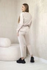 Women's cotton set with stripe and welts beige