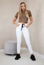 Denim trousers with a drawstring white