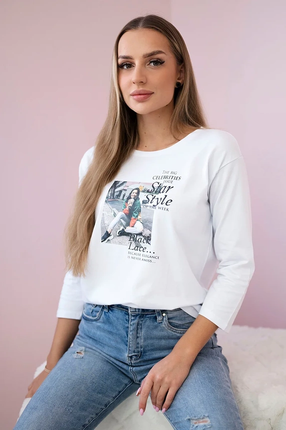 Halenka s potiskem Star Style bílá