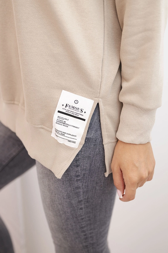 Bluza damska oversize z długim rękawem jasno beżowa