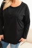 Women's Plus Size cotton blouse with a round neckline black