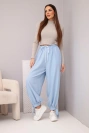 Women’s wide-leg pants with ties at the bottom blue