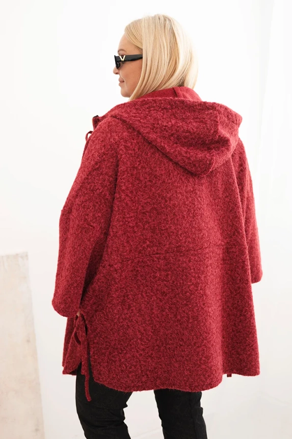 Plus Size women's coat with a hood and zipper red