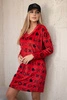 Velvet dress with a decorative pattern red