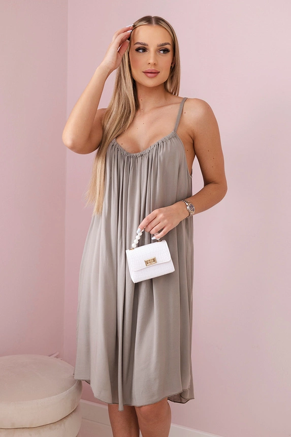 Viscose dress with straps cappuccino