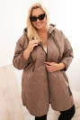 Dámska bunda Plus Size prešívaná s kapucňou a nápisom HOPE fango