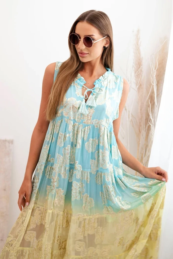 Women's sleeveless viscose dress turquoise