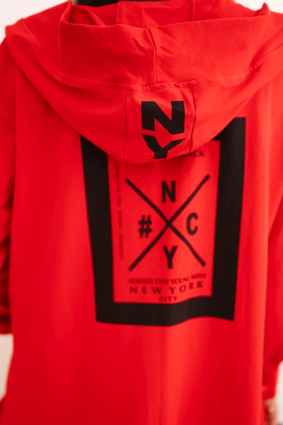 Übergroßer Umhang mit Kapuze rot