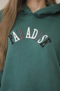 Cotton set with embroidered inscription Paradise green
