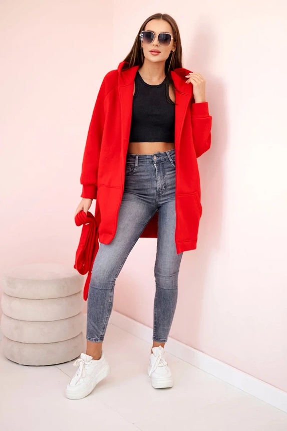 Taillierte Färbejacke in Rot mit Krawatte