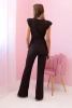 Women's jumpsuit with a decorative tie at the waist brown