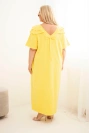Sukienka damska Plus Size bawełniana z falbanką na ramionach żółta