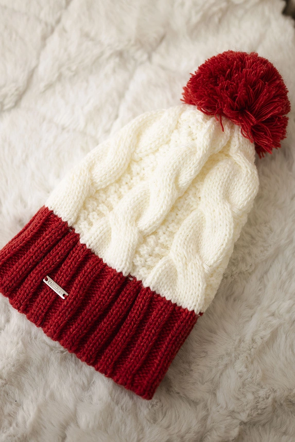 Cap with fleece Paris K212 ecru+burgundy