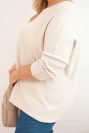 Sweter damski plus size z dekoltem łódką beżowy