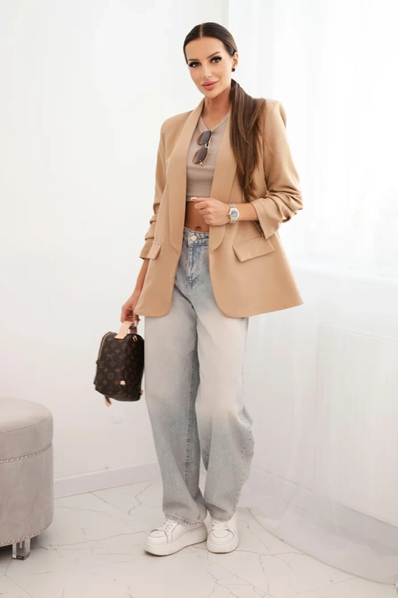 Elegante Blazer mit Revers camel