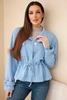 Women's zip-up butter-colored hoodie with drawstring and pockets blue