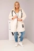 Dámska bunda Plus Size prešívaná s kapucňou a nápisom HOPE svetlo béžová