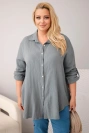 Bavlnená mušelínová košeľa Plus Size tmavosivá