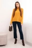 Women's viscose blouse with a turtleneck and long sleeves mustard