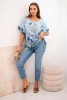 Women's cotton shirt with a floral pattern blue